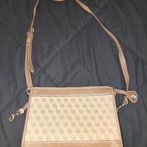 Dooney & Bourke Brown Tan Logo Crossbody Bag
